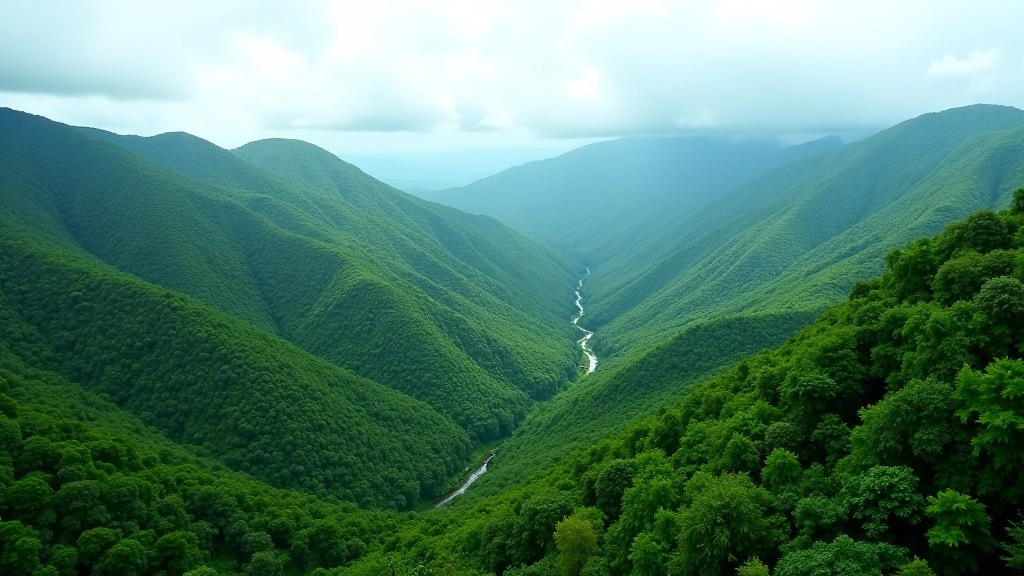 Vista aérea de montañas de Utuado con vegetación verde